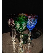 Faberge Odessa Crystal Colored Wine Glasses Set of 6 - $1,450.00