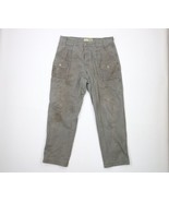 Vintage Cabelas Mens 38x32 Thrashed Wide Leg Canvas Hiking Pants Green C... - $45.98 CAD
