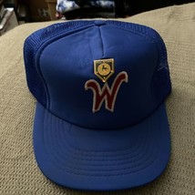 Vintage Hat Cap Snapback Royal Blue W In Red With All Star Pin - £4.57 GBP