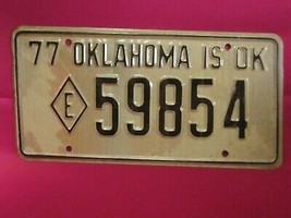 License Plate Highway Patrol Tag 1977 Oklahoma Diamond E 59854 Exempt [F1 - $11.52