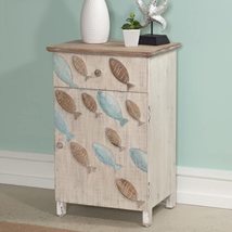 Side Table White Beach Bohemian Eclectic Nautical Coastal Tropical Square MDF Wa - $238.99