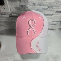 NEW PINK Breast Cancer Awareness Baseball Cap Hat w/ Embroidered Ribbon - £19.08 GBP