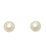 9mm Created Pearl Stud Earrings Real 14k Yellow Gold 2.0g - $220.50