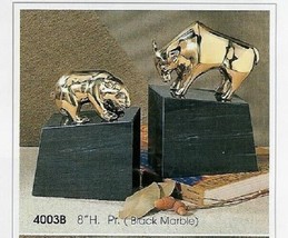 Bull &amp; Bear and Black Marble Bookends  Book-ends you need for home office or bus - £55.33 GBP