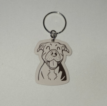 Happy Pittie Laser Cut Brown Acrylic Keychain - £3.86 GBP