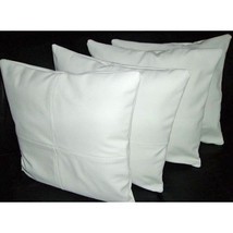 Stylish White Genuine Soft Lambskin Leather Pillow Cover Cushion Set Home Decor - £30.68 GBP