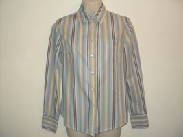 J. CREW Shirt Women&#39;s Size XS Stripes Long Sleeves Blue &amp; Brown - £11.75 GBP
