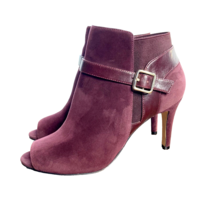 Marc Fisher Stiletto Booties Women 8 Burgundy Leather Shimmee Peep Toe P... - $30.08