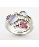 Cartier Meli Melo Platin und Diamant &amp; Edelstein-Ring Größe 6.75 1990s - $210,466.48 MXN