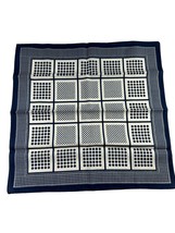 Vintage Ray Strauss Scarf Italy Navy Blue White Checkerboard Squares 19.... - £14.76 GBP