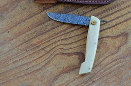 vintage handmade damascus steel folding knife 5460 - £43.20 GBP