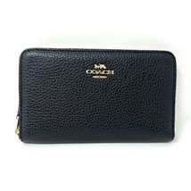 Coach Medium Id Zip Wallet in Black Leather C4124 New With Tags - £177.32 GBP