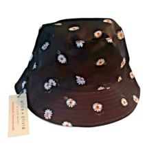 Black White Reversible Bucket Rain Hat w/ Daisies Floral Alice + Olivia NEW - $24.30