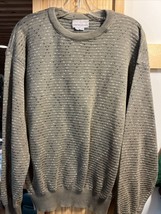 Tricots St. Raphael for Bloomingdales VTG Men&#39;s L Gray Argyle Cotton Sweater - £31.74 GBP