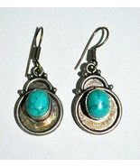VINTAGE SILVER PLATED TURQUOISE EARRINGS - $375.07 MXN