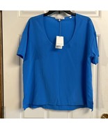 NEW! BELLA LUXX Los Angeles Gorgeous Silk Blue  Blouse Top L $128  (D2) - £37.25 GBP