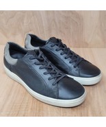 ECCO Mens Sneakers Sz 7 M Soft Black Leather Shoes Dressy Casual Lace EU 41 - £26.57 GBP