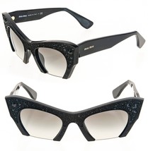 Miu Miu Rasoir 02Q Rock Sunglasses Cat Eye Black Crystal Jewel Iconic MU02QS - £303.61 GBP