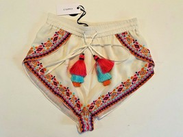 Z Supply Embroidered Silk Tassel Shorts Off White ( XS ) - $65.92