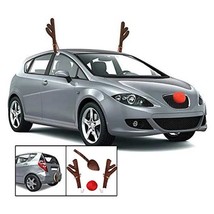 Rein Decoration Car Vehicle Nose Horn Costume Set Rudolph Christmas Rein Antlers - £51.27 GBP