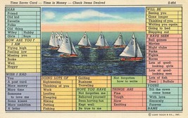 Time Saver Card~Time Is Money~Sailboats On Water 1940s Postcard - £5.76 GBP