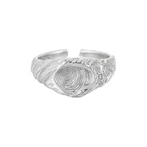 925 Sterling Silver Fingerprint Ring For Women Adjustable Fashion Jewelry Gifts - £58.37 GBP