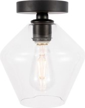 Flush-Mount Ceiling Light GENE 1-Light Black Clear Iron Wire Glass Medium E26 - £108.73 GBP