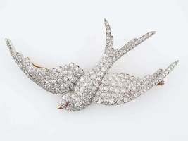 3.50t Round Cut D/VVS1 Diamond Flying Bird Pin Brooch 14k Two Tone Gold Finish - £127.04 GBP