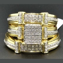 0.40 Ctw Moissanite 14K Yellow Gold Plated Engagement His &amp; Her Trio Ring Set - $154.87