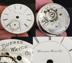Hampden Watch Co. Dueber pocket movement face hands 15j 18s 1 13/16&quot; - $32.99