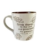 Give Thanks Coffee Mug Psalm 105 1 Lighthouse Christian Cup Beige Brown ... - $9.90