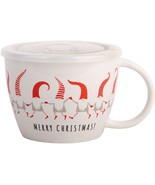 24 Oz Merry Christmas All Over Gnome Pattern Mug with Vented Lid Set of 2 - £37.38 GBP