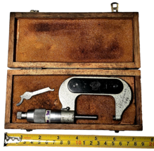 VINTAGE Etalon Micrometer 1”-2” Made in Switzerland With Original Wood Box - £47.40 GBP