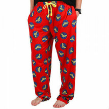 Wonder Woman Blue and Yellow Classic Logos All Over Unisex Pajama Pant Red - £25.34 GBP