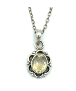 CITRINE &amp; sterling silver pendant necklace - delicate pale yellow gemsto... - £23.53 GBP
