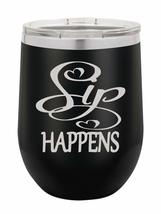 PhineFinds Sip Happens | 12oz Stainless Steel Stemless Wine Glass Tumble... - £15.63 GBP