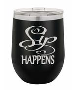 PhineFinds Sip Happens | 12oz Stainless Steel Stemless Wine Glass Tumble... - £15.41 GBP