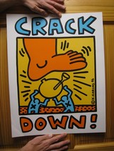 Keith Haring Art Affiche Fissure Bas 1986 Big Rouge Pied Bleu Personnes - $135.22
