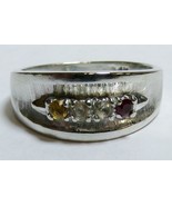 14k White Gold Mother&#39;s Ring Sz 10 Ladie&#39;s 4 Birthstone Citrine Ruby Top... - $6,272.07 MXN
