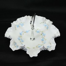 Fenton Hobnail Bon Bon Candy Dish Hand Painted Blue Flowers  - £31.49 GBP