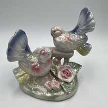 Iridescent Figure Birds with flowers Figurine Decor - £11.88 GBP