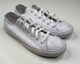 converse all star womens size 8 low top On white leather lace up sneaker... - £24.35 GBP