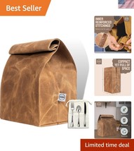 Water-Resistant Vintage Tan Lunch Bag with Adjustable Strap for Commuters - $672.55 MXN