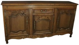 Sideboard Normandy Antique French 1890 Carved Walnut Flowers, 3-Door - £3,083.92 GBP