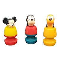 Vtg Illco Disney Little People Lot of 3 Mickey Goofy  Pluto Figures - £7.60 GBP
