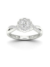 10K White Gold 1/3Ct TDW Diamond Twist Shank Engagement Ring - £295.07 GBP