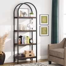 Tribesigns 4-Tier Open Bookshelf, 70.8&quot; Industrial Arched, Rustic Brown, 1Pc - £85.71 GBP