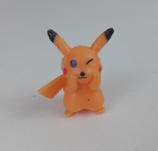 Vintage Pokemon 1&quot; Micro Mini Figure Orange Sitting Pikachu - £12.72 GBP