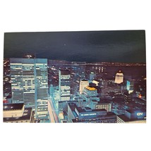 Postcard Night Aerial View Downtown Montreal Quebec Canada Chrome Unposted - £5.54 GBP