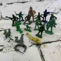 Plastic Army Men Green Brown Yellow Lot Of 15 Figures Various Poses - £11.13 GBP
